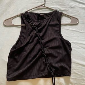 Black halter tank from H&M with cutouts/ties in middle